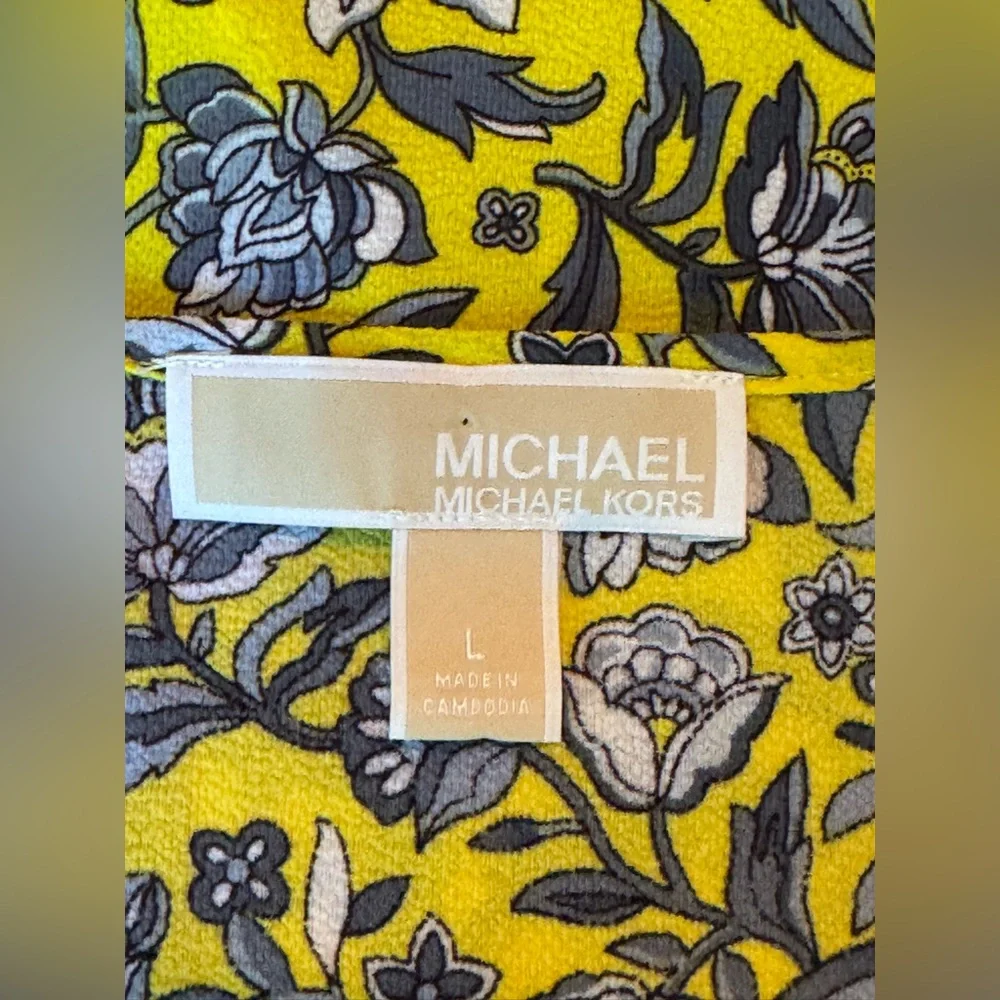 MICHAEL Michael Kors - Floral Yellow Sleeveless lightweight flowy Top - Picture 8 of 9